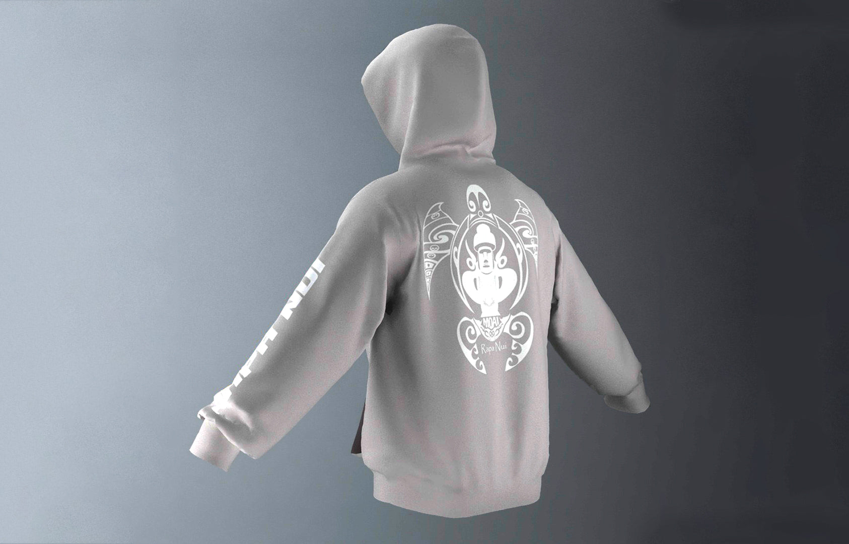 Polerón Canguro Gris Honu Moai Blanco (L)