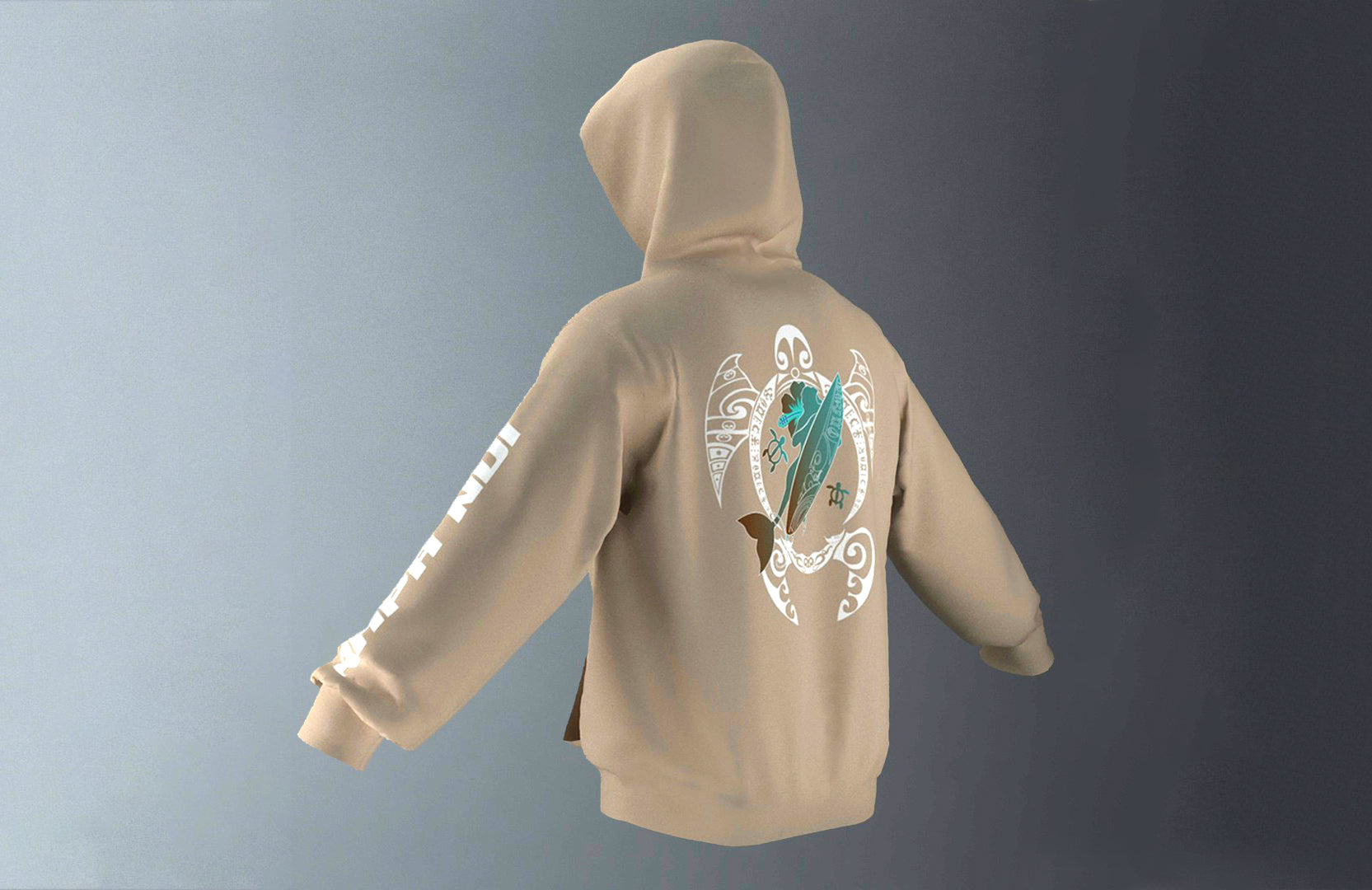 Polerón Canguro Beige Honu Meherio Blanco Cafe (B)