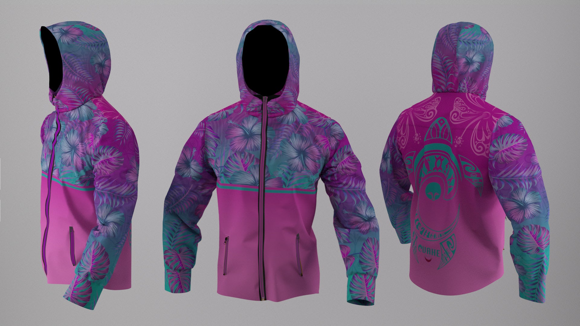 Corta Viento Impermeable Honu Fucsia Ibiscus (E)