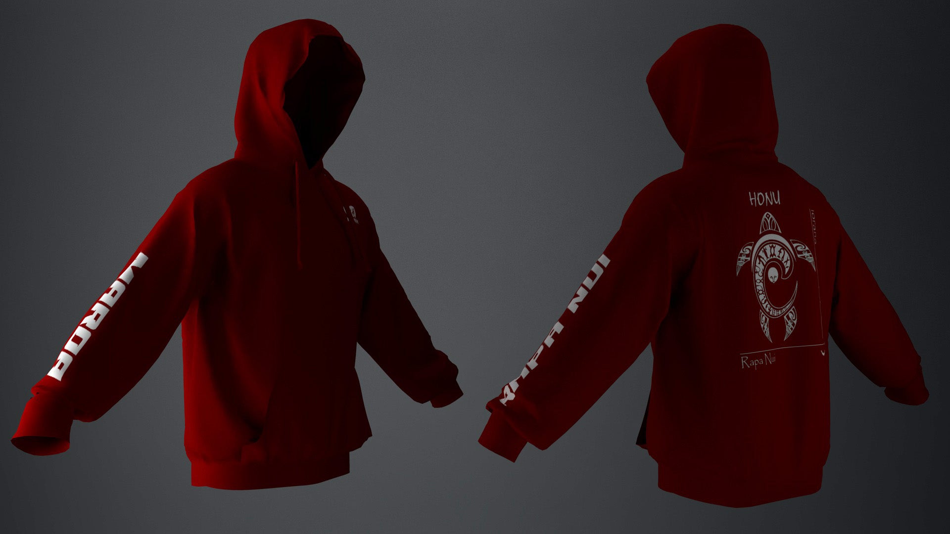 Polerón Canguro Burdeo Honu Blanco (B)