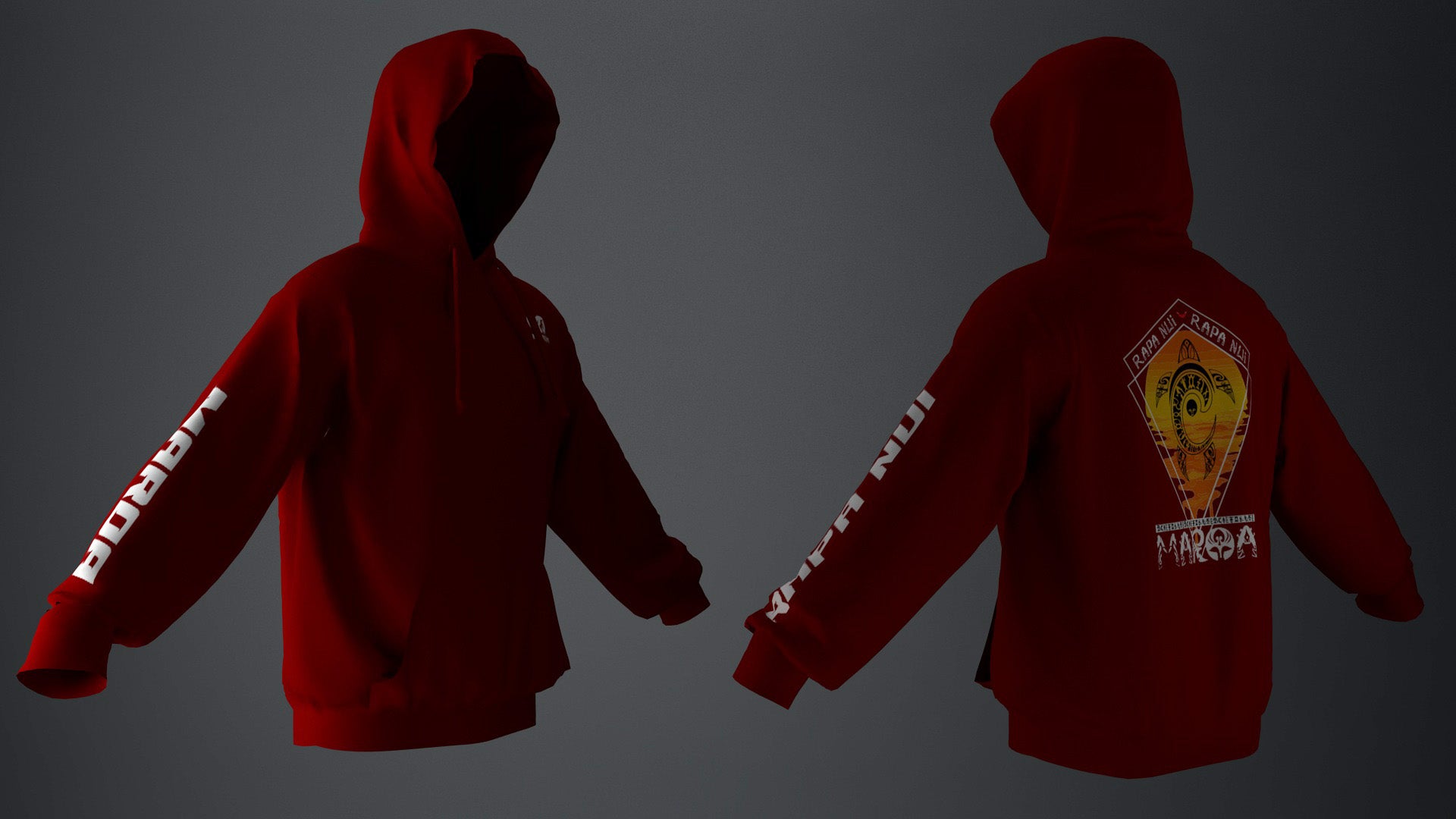 Polerón Canguro Burdeo Honu Atardecer Blanco (C)