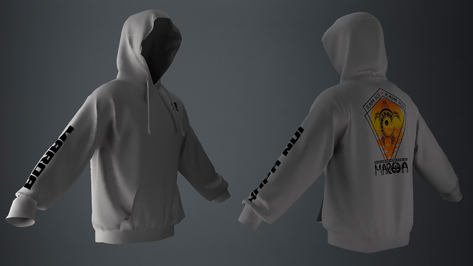 Polerón Canguro Gris Honu Atardecer Negro (G)