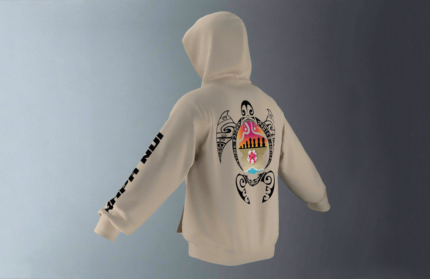 Polerón Canguro Beige Honu Atardecer Tipanie Negro (L)