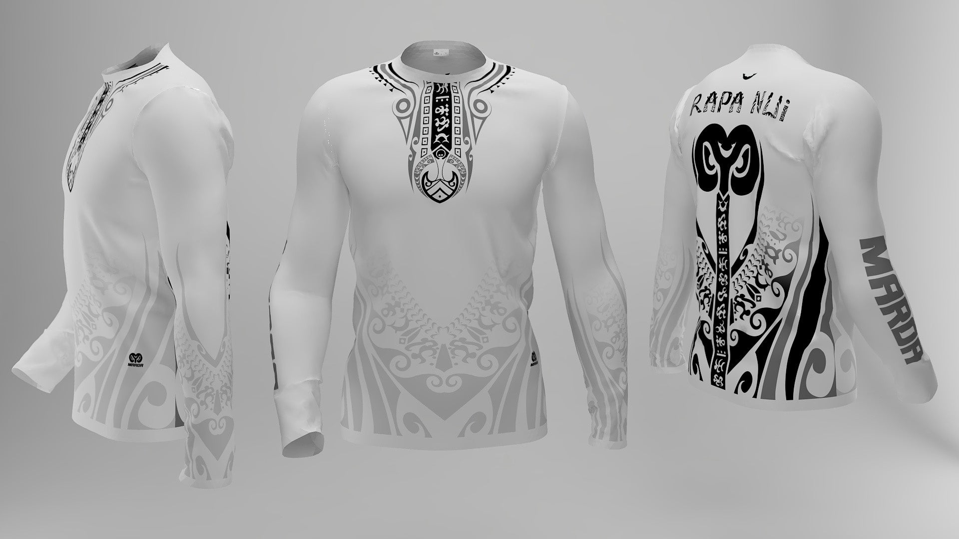 Polera Manga Larga Rapa Nui Make Tattoo Blanca (P)