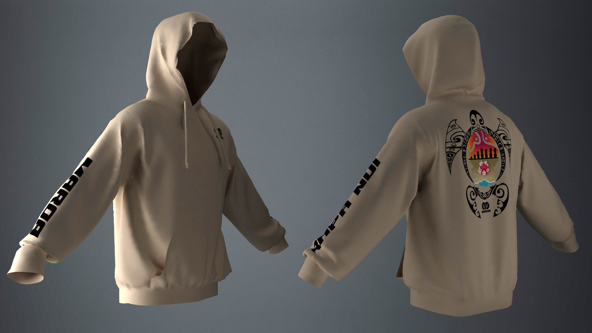 Polerón Canguro Beige Honu Atardecer Tipanie Negro (L)