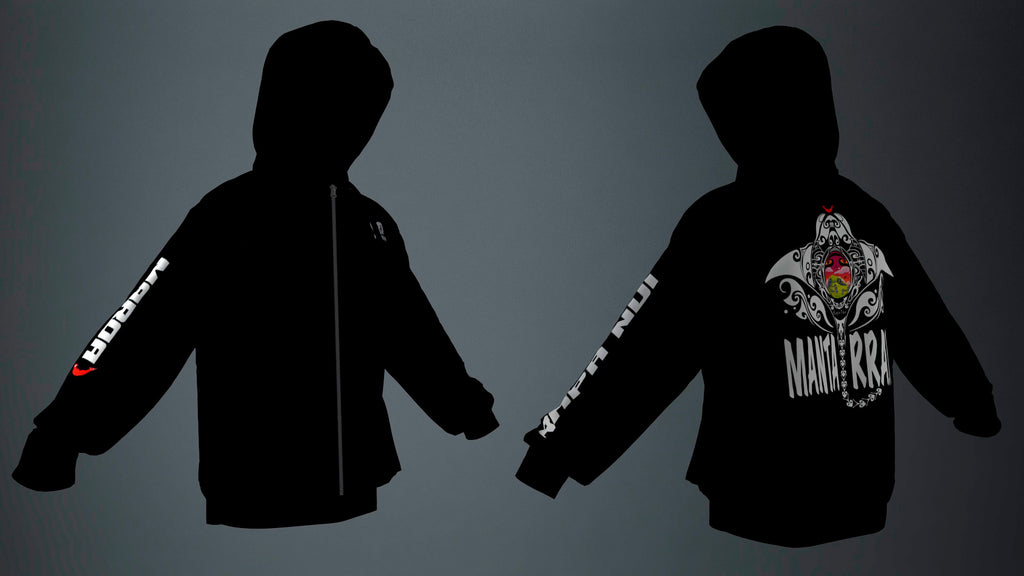 Polerón Canguro Cierre Negro Mantarraya Blanco (M)