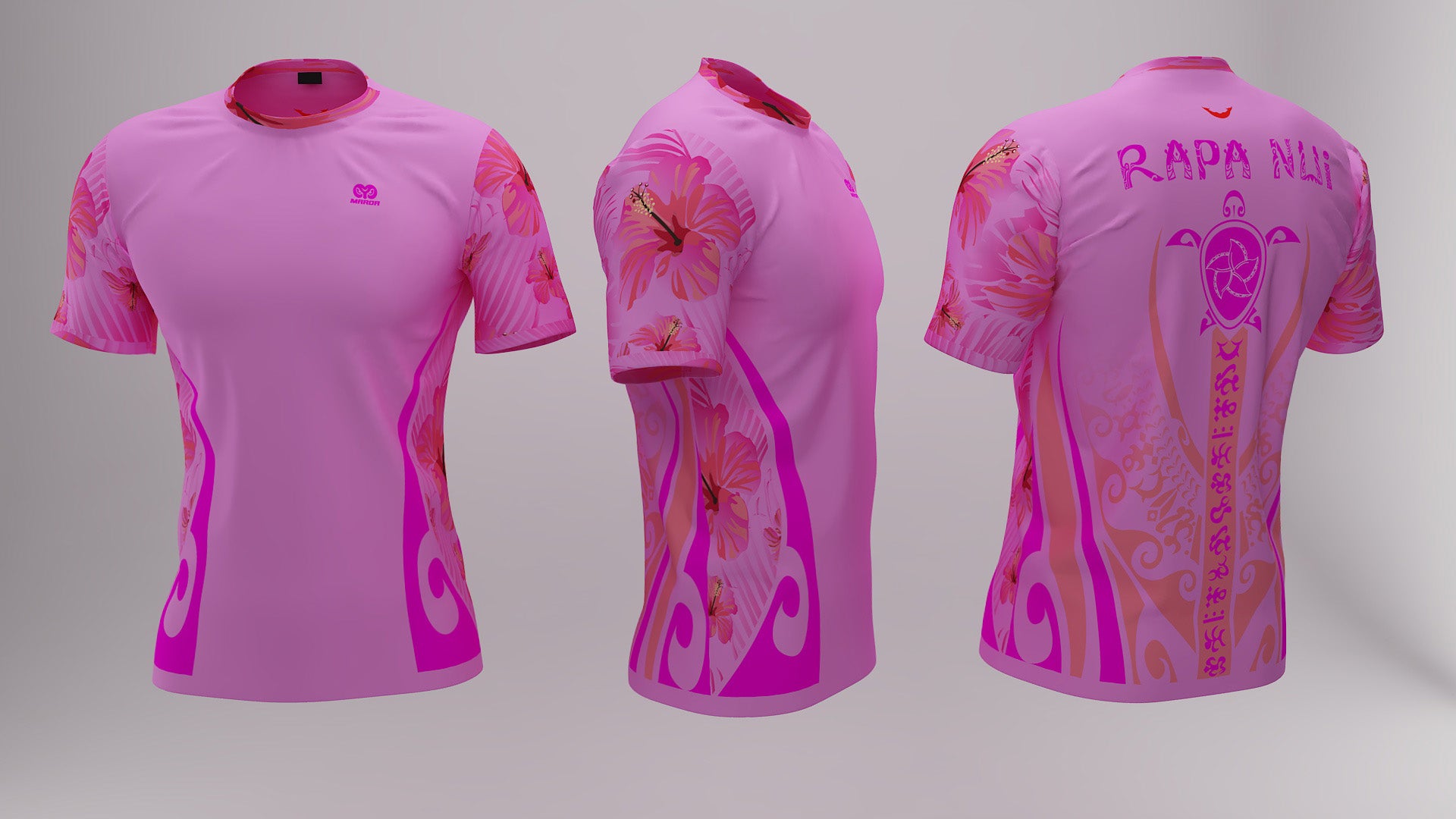 Polera Manga Corta Honu Rosado Floreado (K)