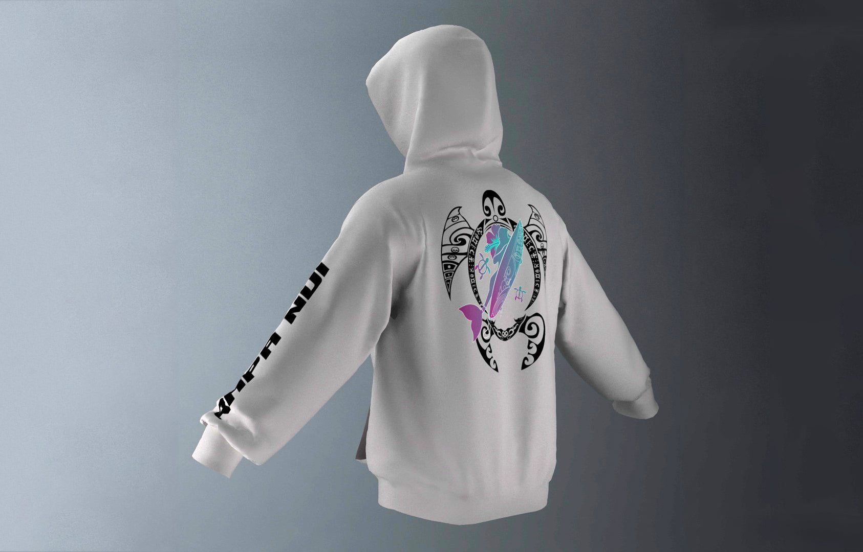 Polerón Canguro Gris Honu Meherio Negro (B)