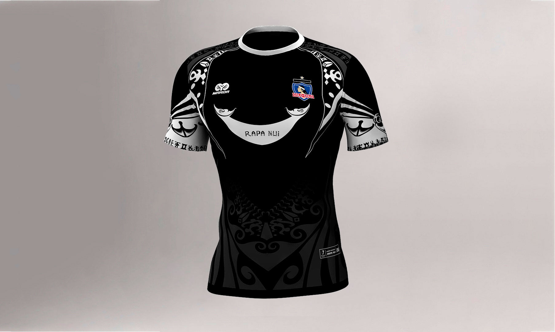 Polera Manga Corta Colo Colo Negra - vista frontal