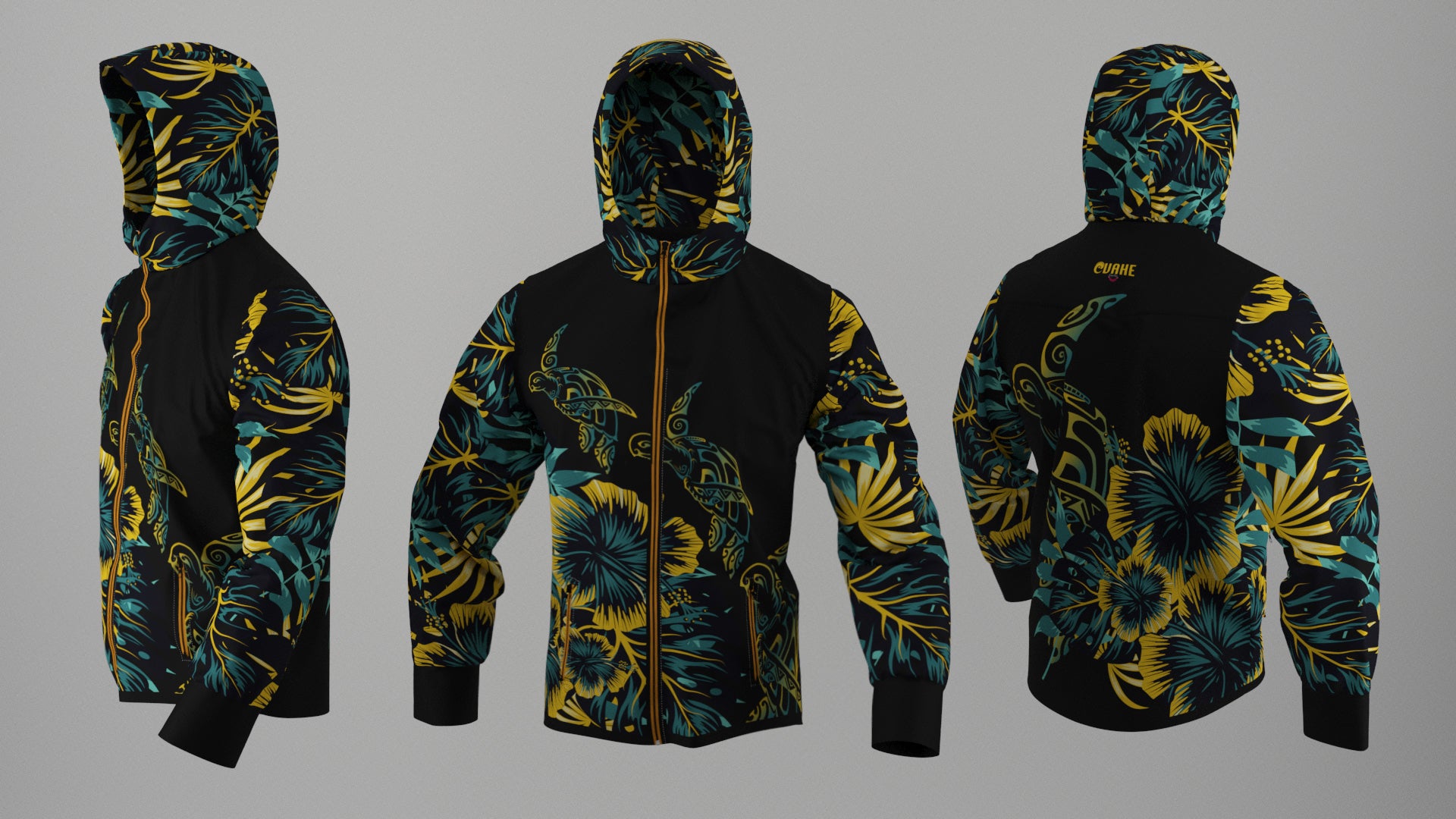 Corta Viento Impermeable Honu Ibiscus Amarillo (H)