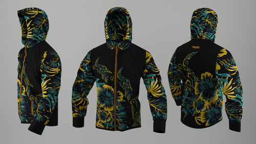 Corta Viento Impermeable Honu Ibiscus Amarillo (H)