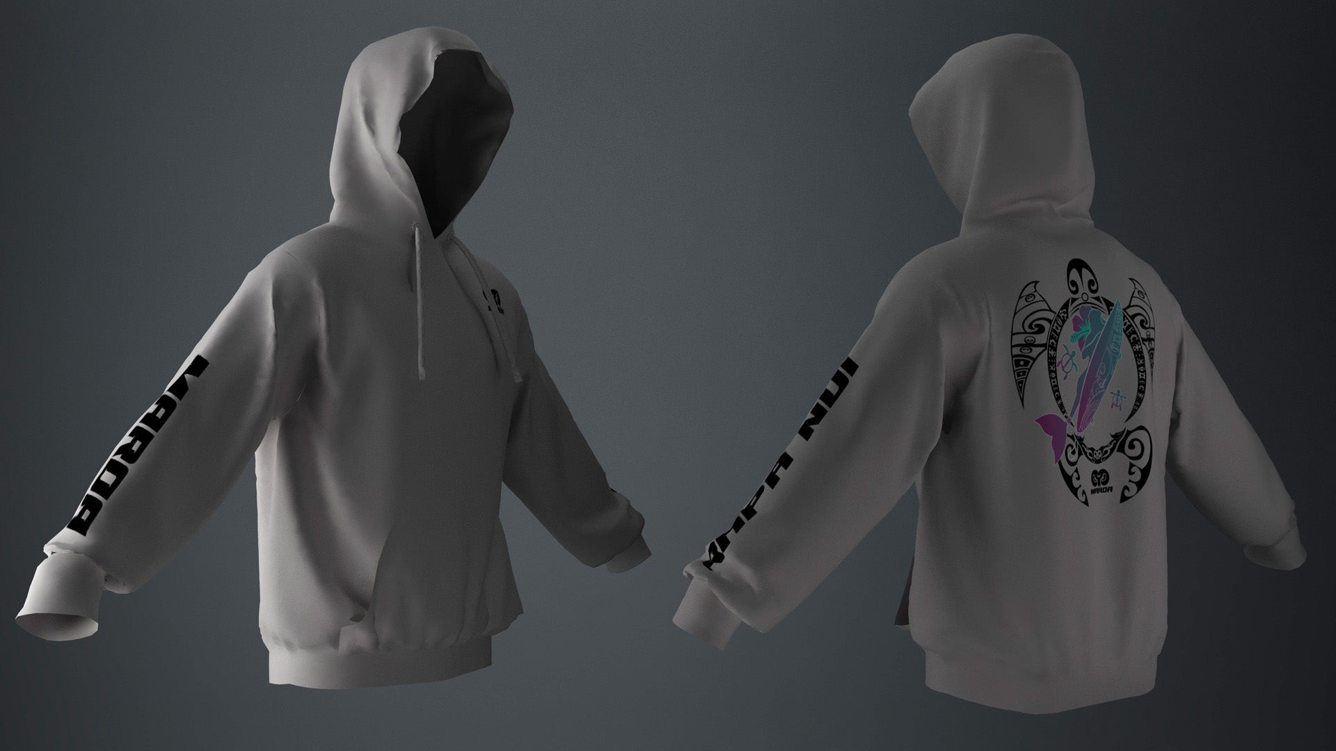 Polerón Canguro Gris Honu Meherio Negro (B)