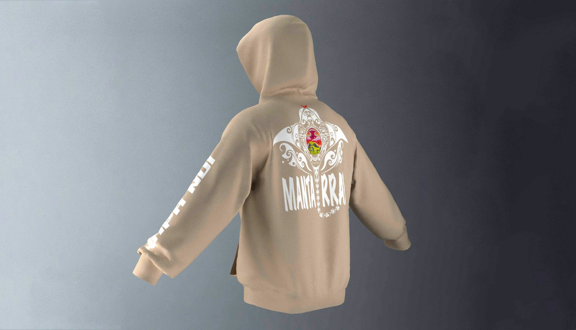 Polerón Canguro Beige Mantarraya Blanco (O)