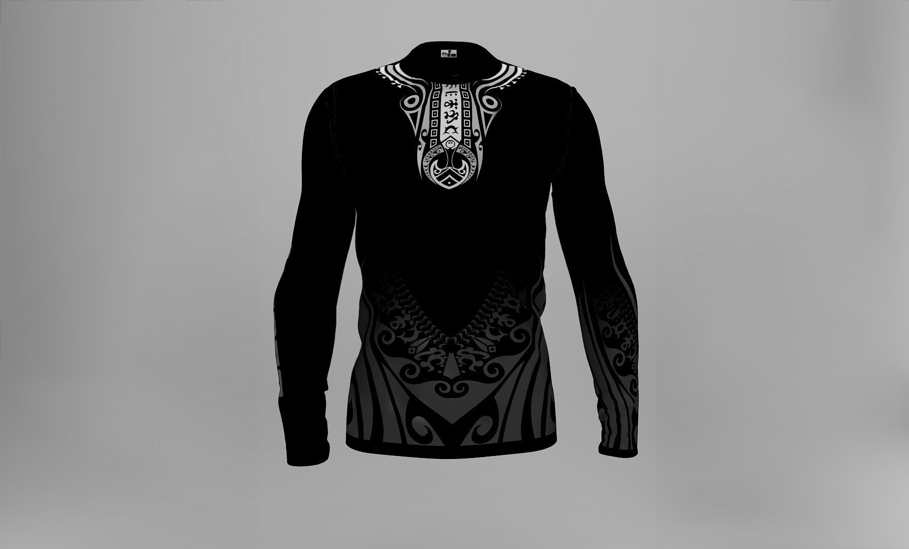 Polera Manga Larga Rapa Nui Make Tattoo Negra (Q)