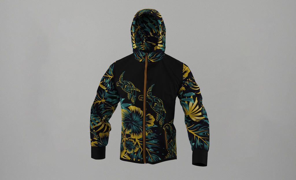 Corta Viento Impermeable Honu Ibiscus Amarillo (H)