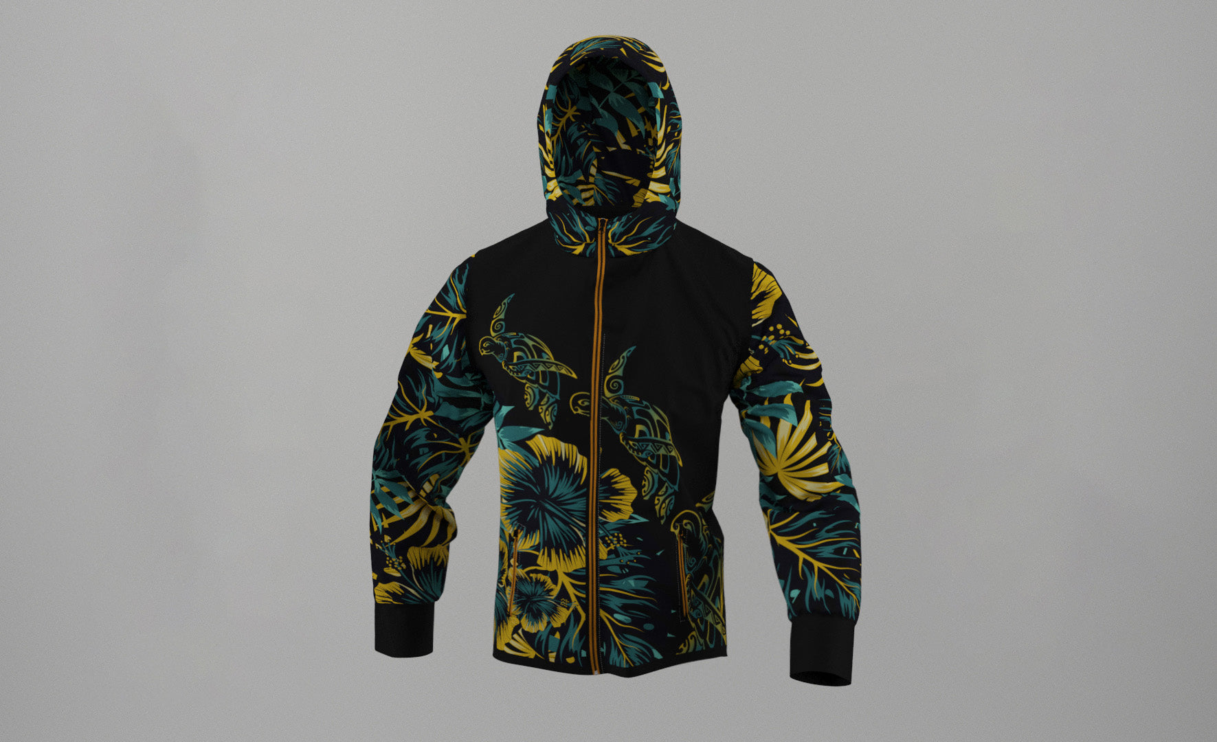 Corta Viento Impermeable Honu Ibiscus Amarillo (H)