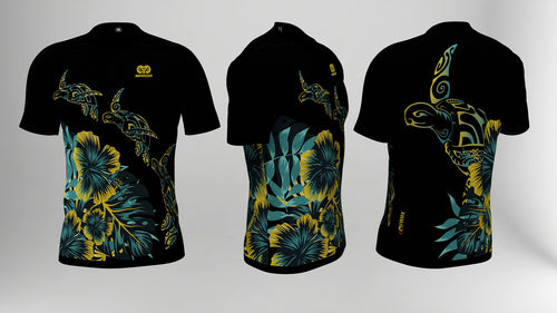 Polera Manga Corta Honu Amarillo Ibiscus (J)