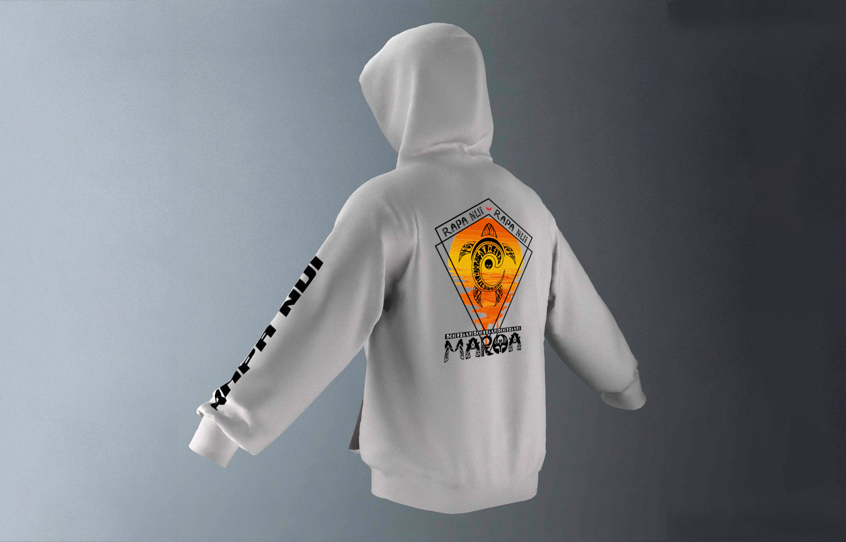 Polerón Canguro Gris Honu Atardecer Negro (G)