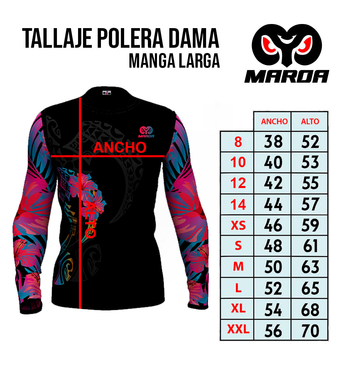 Guia de Tallas - Polera Manga Larga Va A Rapa Nui (A)