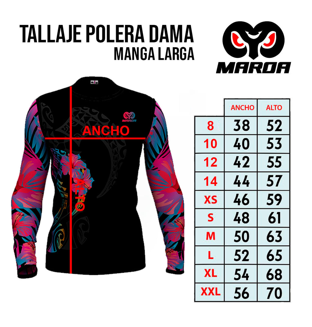 Guia de Tallas - Polera Manga Larga Taoraha - Ballena (C)