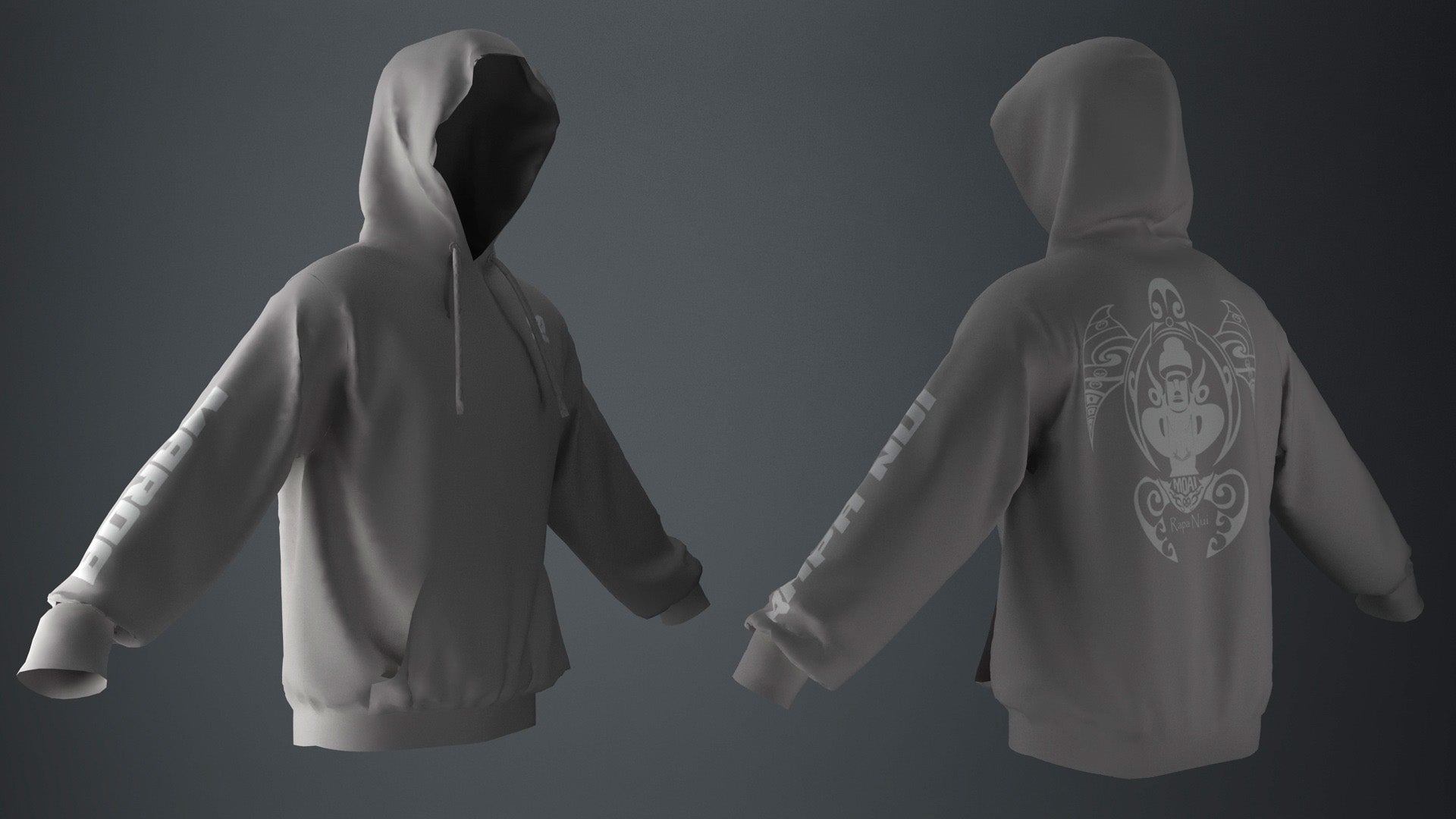 Polerón Canguro Gris Honu Moai Blanco (L)